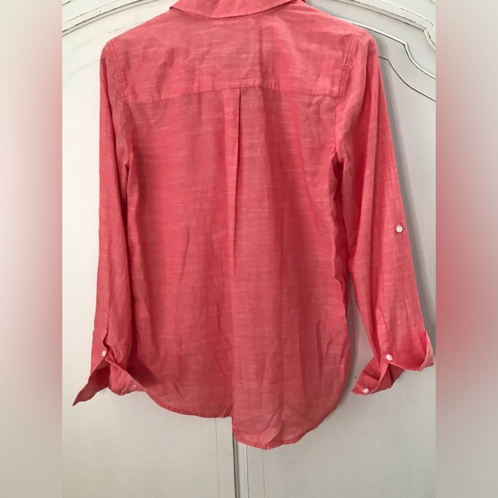 Sonoma Everyday Red Collared Henley Cotton Americana Preppy Lightweight Top S - Picture 4 of 4